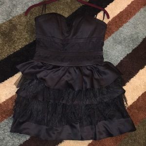 Black strapless mini dress